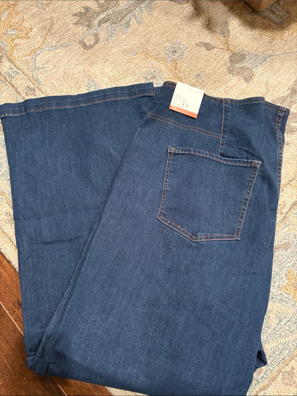 Knox Rose Pull On Wide-Leg Flare Jeans in Med  Blue - Classic Women's Style